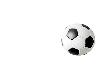 Fototapeta premium Isolated soccer ball, classic black and white design, clean studio shot on white background.