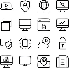 Technology Icons Vector Pack | Digital Devices, Circuits & Innovation Line Art Set