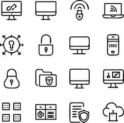 Technology Icons Vector Pack | Digital Devices, Circuits & Innovation Line Art Set