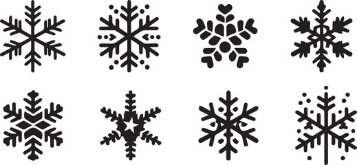 Snowflake icon. Black snowflake icons isolated vector set