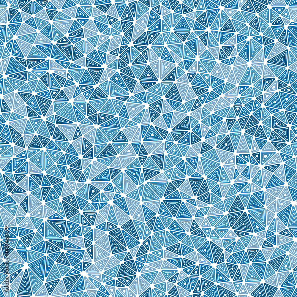 Poster tileable abstract background. multiple repeated inner triangles. small triangles size. multiple colo