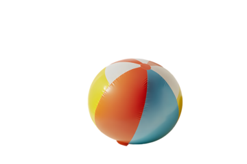 Inflated beach ball with bright color panels on white.