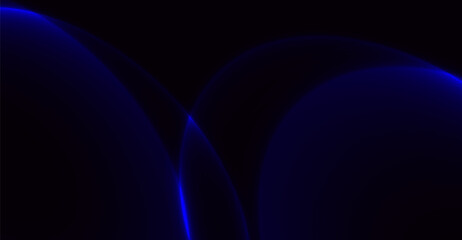 Enigmatic Blue Luminous Curves on Dark Backdrop: Striking Abstract Design with Radiant Arcs and Dynamic Lines for Modern Artistic Expressions