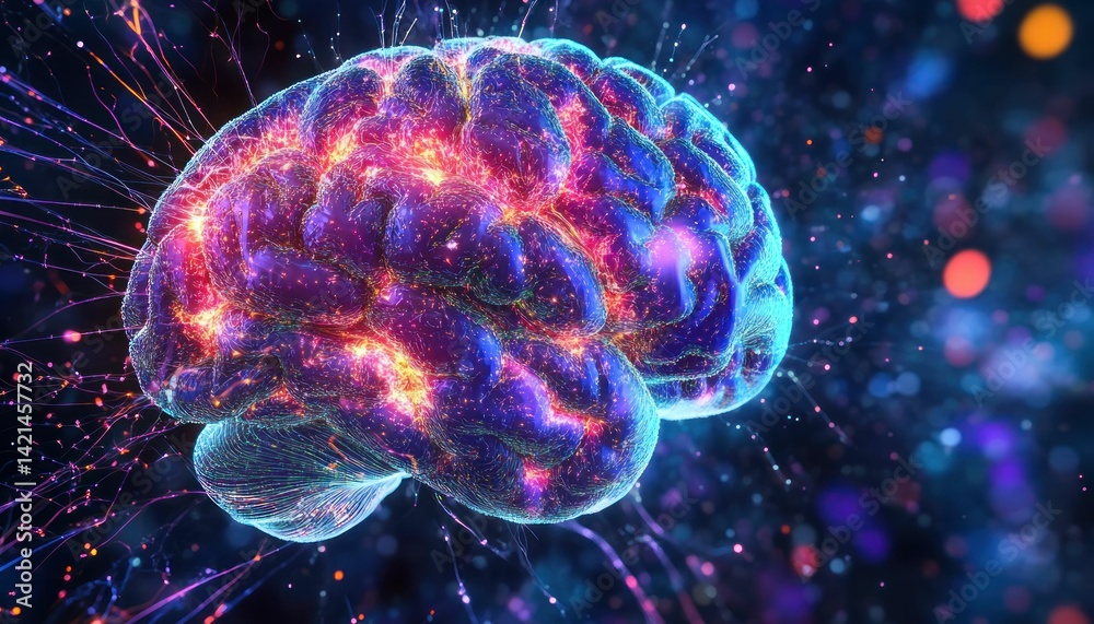 Poster luminous brain: a visualization of neural networks and cognitive processes