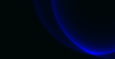 Dark Blue Gradient Curve on Black Background: Modern Abstract Design with Luminous Neon Glow for Technology Backdrops and Elegant Presentation Visuals