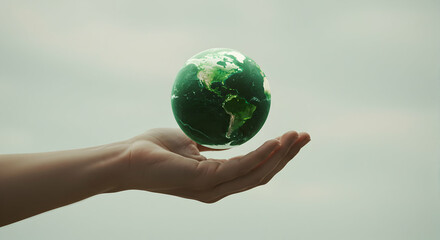 Hand Holding Green Earth