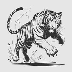 Roaring Tiger Silhouette Vector Art Powerful Feline Illustration