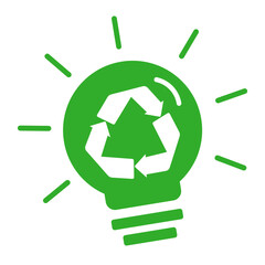 Recycling icon light bulb green vector
Vector light bulb green with recycling image inside on white background
