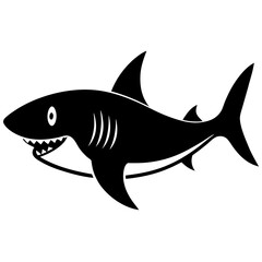 shark vector silhouette illustration isolated on white background