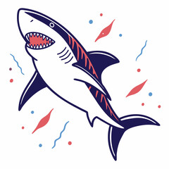 shark vector silhouette illustration isolated on white background