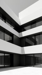 High Contrast Monochrome Architectural Study of a Contemporary House Facade