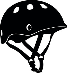 Naklejka premium Black & White Safety Helmet Icon Head Protection, Straps, and Sleek Design Concept