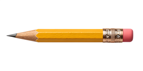 Classic yellow wooden pencil on gray background