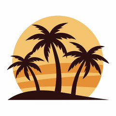 Fototapeta premium Silhouette Palm Trees or coconut trees