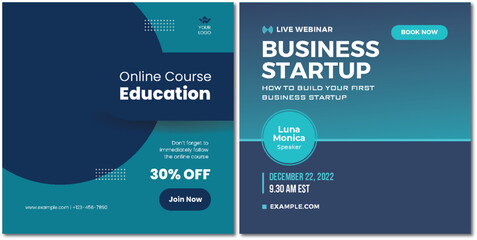 Fototapeta premium Promotional Banner for Business Startup Education and Live Webinar