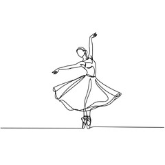 Continuous Line Drawing of a Ballet Dancer in Graceful Pose