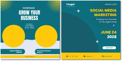 Informative webinar banner promoting business growth and social media marketing