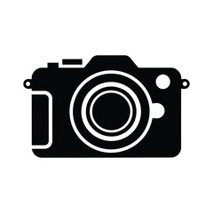 Simple Black Silhouette of a Modern Camera