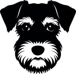 Schnauzer Dog Portrait Silhouette Canine Breed, Black and White Minimalist Icon