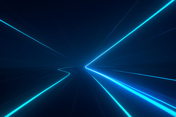 Blue Neon Path: A striking, perspective composition of luminous blue neon lights against a deep, dark backdrop, the lines converge, creating a sense of movement and futuristic ambiance.