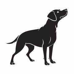 Dog silhouette illustration isolated on transparent background. Standing dog flat black illustration