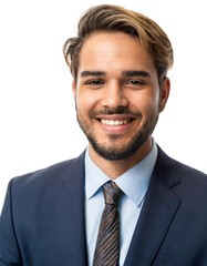 Portrait of only one Man. White Background.