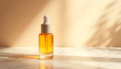 Naklejka premium A white plastic spray bottle of blue liquid medicine and a glass vial with red pills sit isolated near a syringe