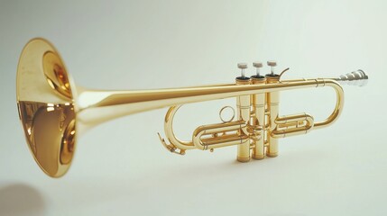 Naklejka premium Brass trumpet with silver valves displayed on a clean background