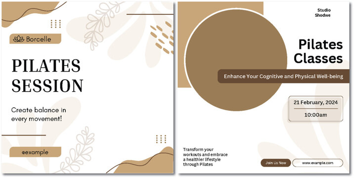 Elegant Pilates Session and Classes Promotion Banner Design Template