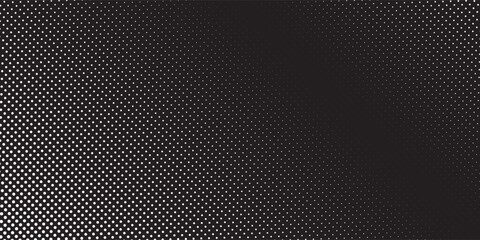 Dotted halftone gradient texture. Fading polka dot background. Repeating dot gradient pattern background. Black fading pop art comic overlay background. Halftone raster effect wallpaper. Vector