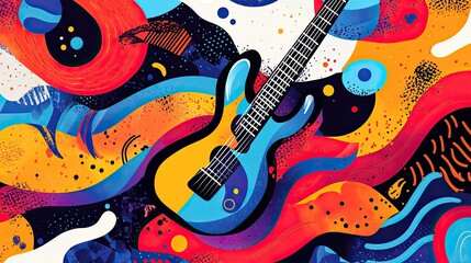 Vibrant Abstract Guitar Artwork: A Symphony of Color and Music