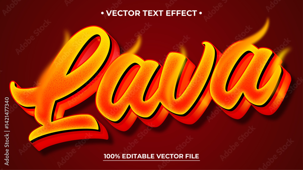 Poster lava 3d text effect editable text style effect with red light theme suitable for fire theme needs