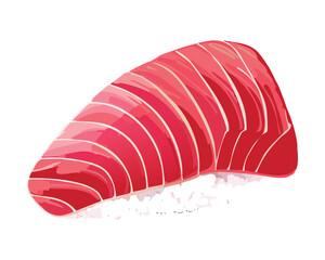 Slice of Tuna Sushi with Rice - Vector Illustration