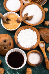 Various sugar replacement, healthy sweetener concept