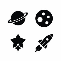 space icons vector silhouette illustration isolated on white background