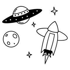 space icons vector silhouette illustration isolated on white background