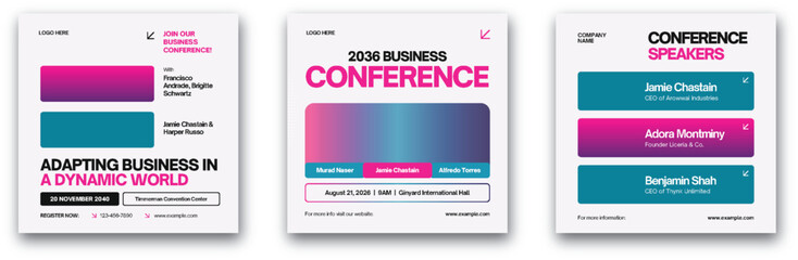 Vibrant modern business conference promotional marketing material layout