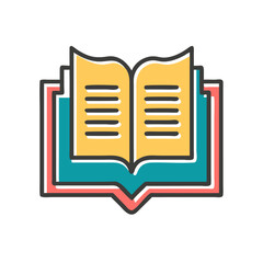 Open Book: A stylized, open book illustration, showcasing its pages, perfect for education and literary design needs.