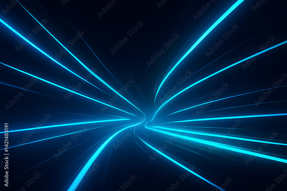 Poster dynamic digital pathways: capturing a mesmerizing display of illuminated streaks, creating a sense o