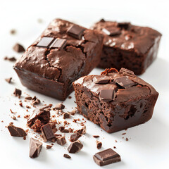 Chocolate Dessert Muffin Broken into Pieces with Crumbs, Close-Up