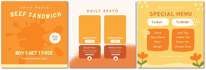 Eye-Catching Restaurant Menu Set with Food and Drink Promotions Design
