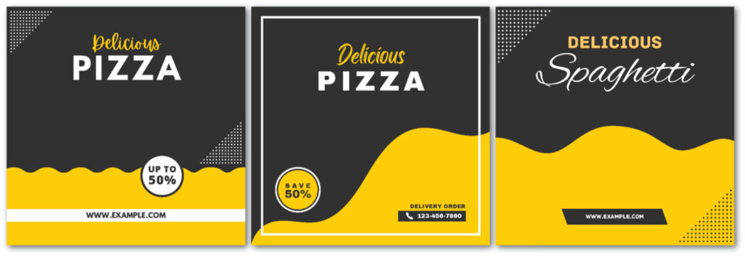 Minimalist Restaurant Menu Templates with Pizza and Spaghetti Offers