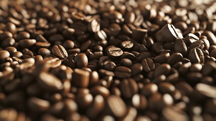 Close-up of coffee beans with a rich texture, exuding the irresistible aroma of freshly ground coffee