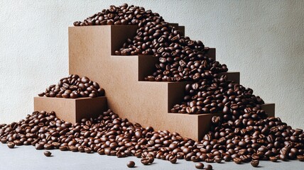 Close-up view of coffee beans, offering a mouth-watering glimpse of their dark roasted surface, evoking the scent of freshly brewed coffee.