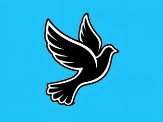 Fototapeta premium Flying dove illustration, black silhouette of dove bird in flight, minimalist dove artwork, peaceful, freedom, elegant, sketch, simple, vector, abstract, design, graphic, lineart, symbol