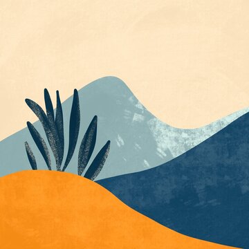 Minimalist Abstract Landscape With Summer Theme
