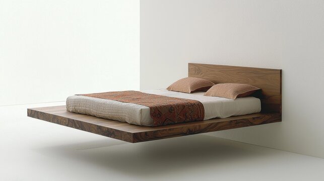 Floating bed design showcases modern minimalism and innovative craftsmanship in interior decor