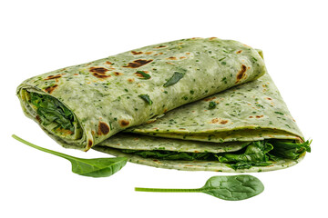 Nutritious Spinach Tortilla: Packed with Vitamins and Fiber for a Balanced Meal Isolated on Transparent Background