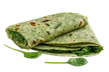 Nutritious Spinach Tortilla: Packed with Vitamins and Fiber for a Balanced Meal Isolated on Transparent Background