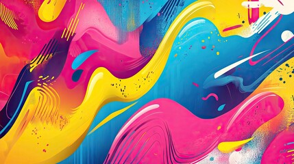 Obraz premium Vibrant Abstract Artwork: Swirling Colors and Dynamic Forms in a Bold Digital Painting